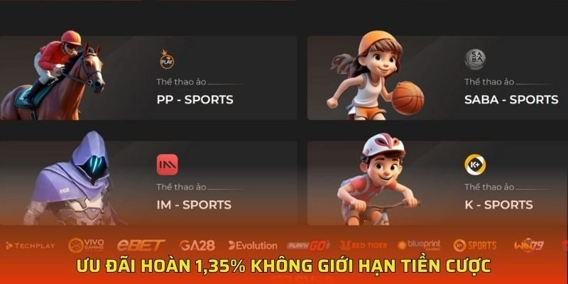 Ưu đãi hoàn 1,35% không giới hạn tiền cược Ưu đãi hoàn 1,35% không giới hạn tiền cược